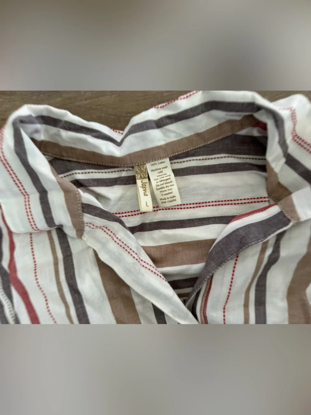 Japna Large Striped Cotton Women's Dress - White & Neutral Stripes